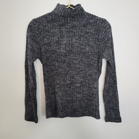 Small Les Snobs Gray Turtleneck Sweater Ribbed - Picture 1 of 6